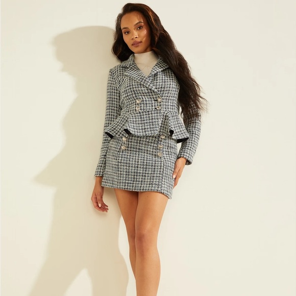 GUESS Christy peplum tweed Blazer XS BNWT - Picture 3 of 13